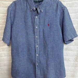 Polo Ralph Lauren Blue/White Classic Fit Linen Shirt Men's Size XL